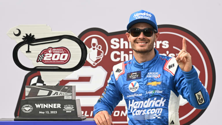 Larson wins intense battle in Darlington Xfinity race, plus Sunday Cup preview